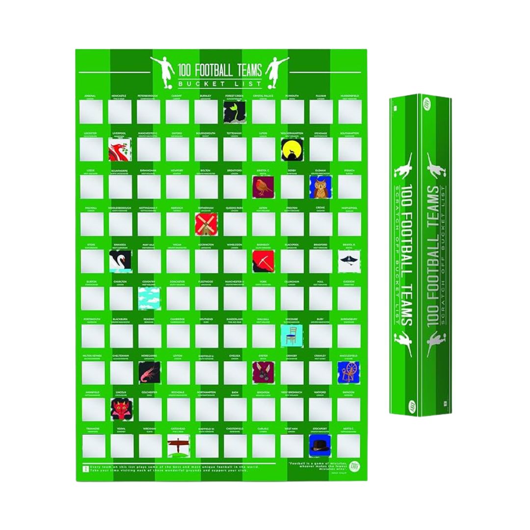 100 Football Teams Scratch-Off Bucket List Poster