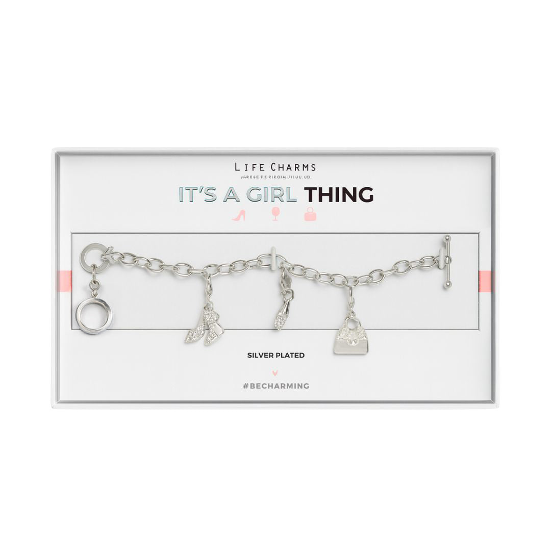Life Charms It’s a Girl Thing Silver Plated Bracelet