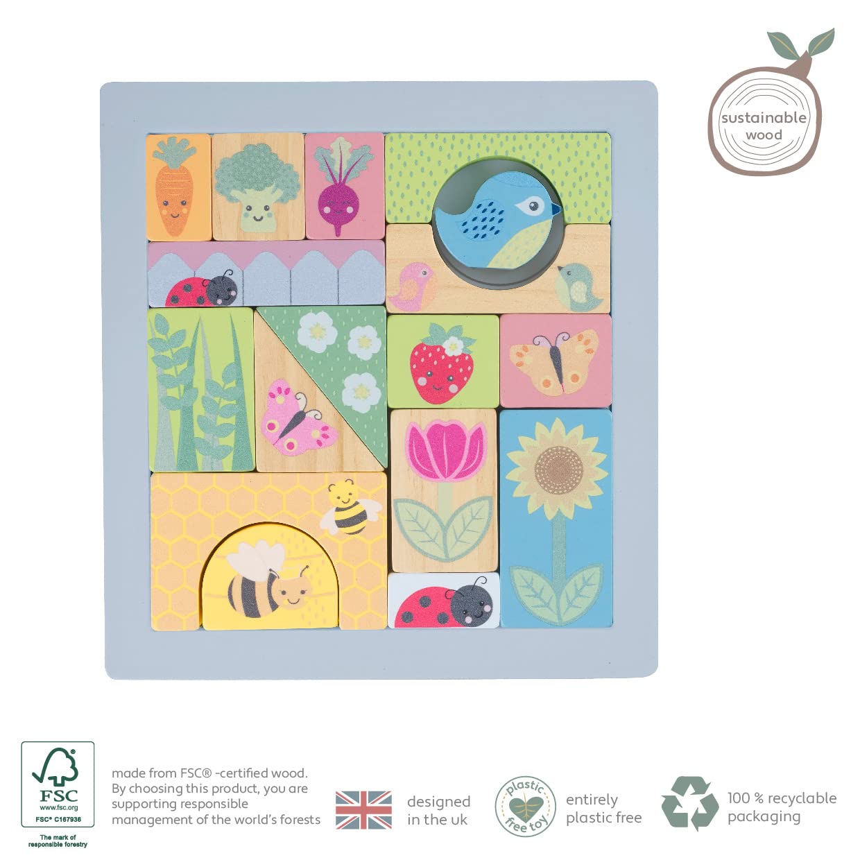 Spring Garden Wooden Block Puzzle Toy