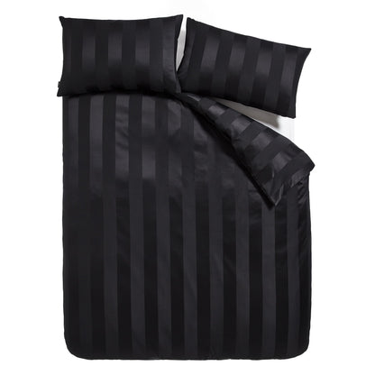 Playboy Black Soft Satin Stripe Single Duvet Set