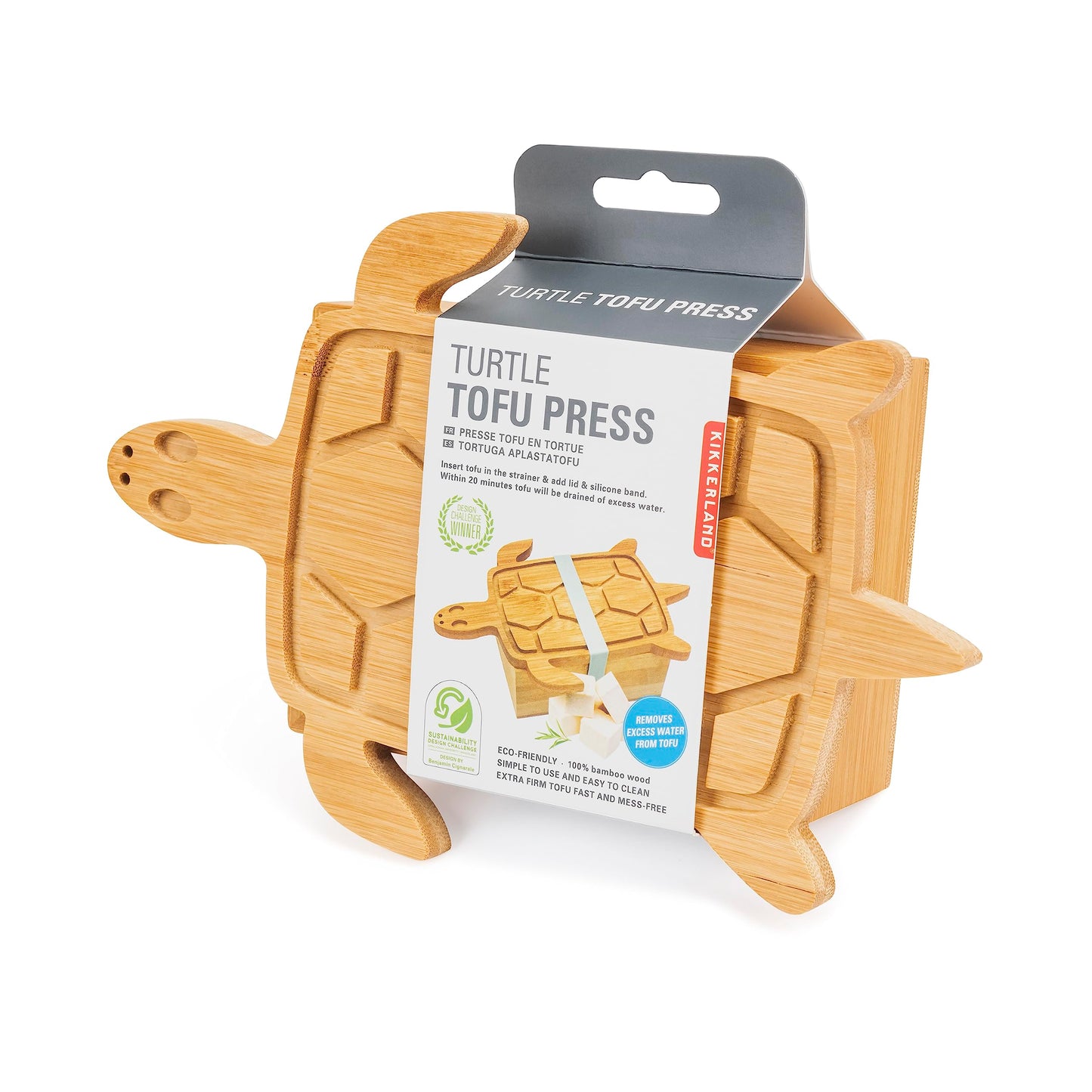 Kikkerland Wooden Turtle Tofu Press