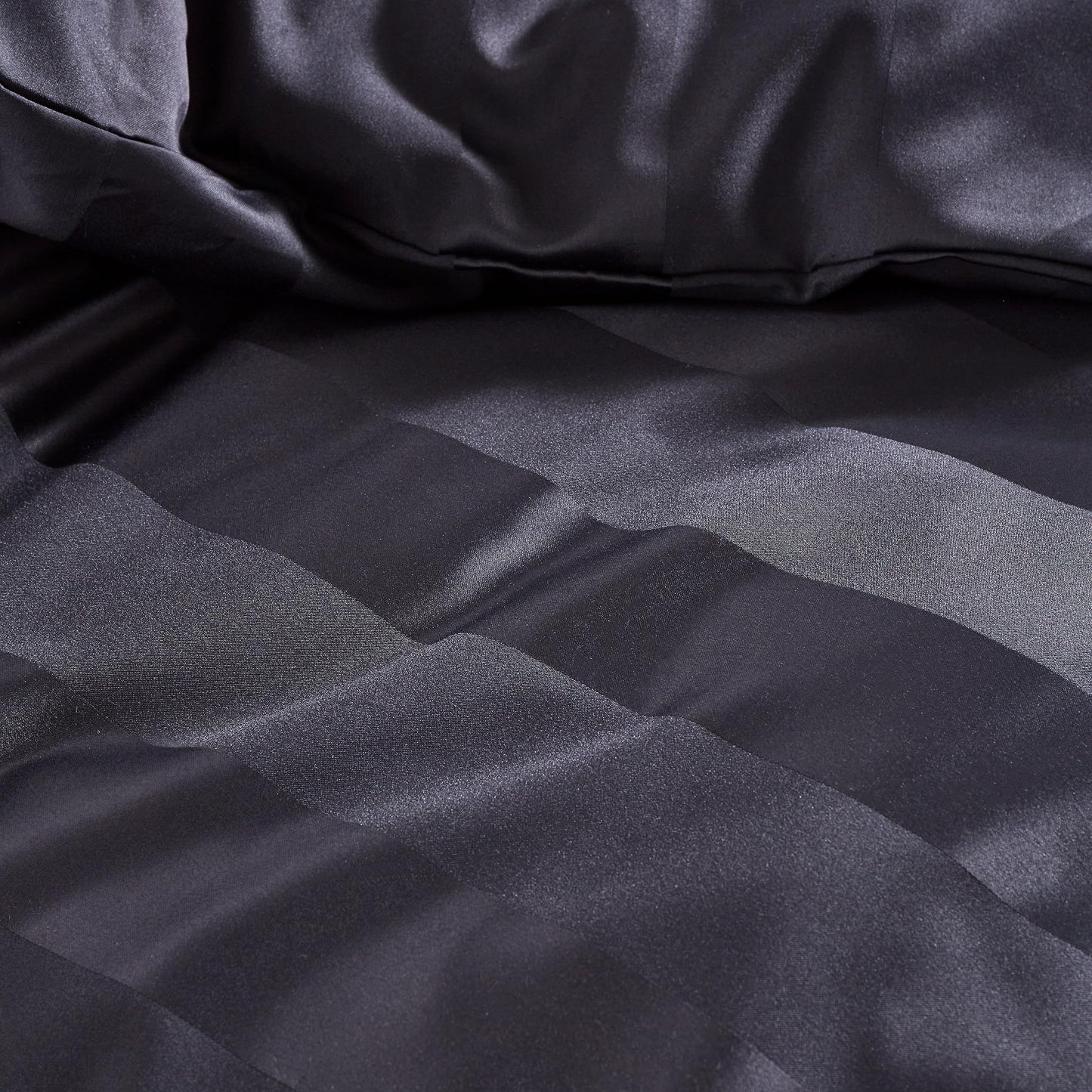Playboy Black Soft Satin Stripe Single Duvet Set