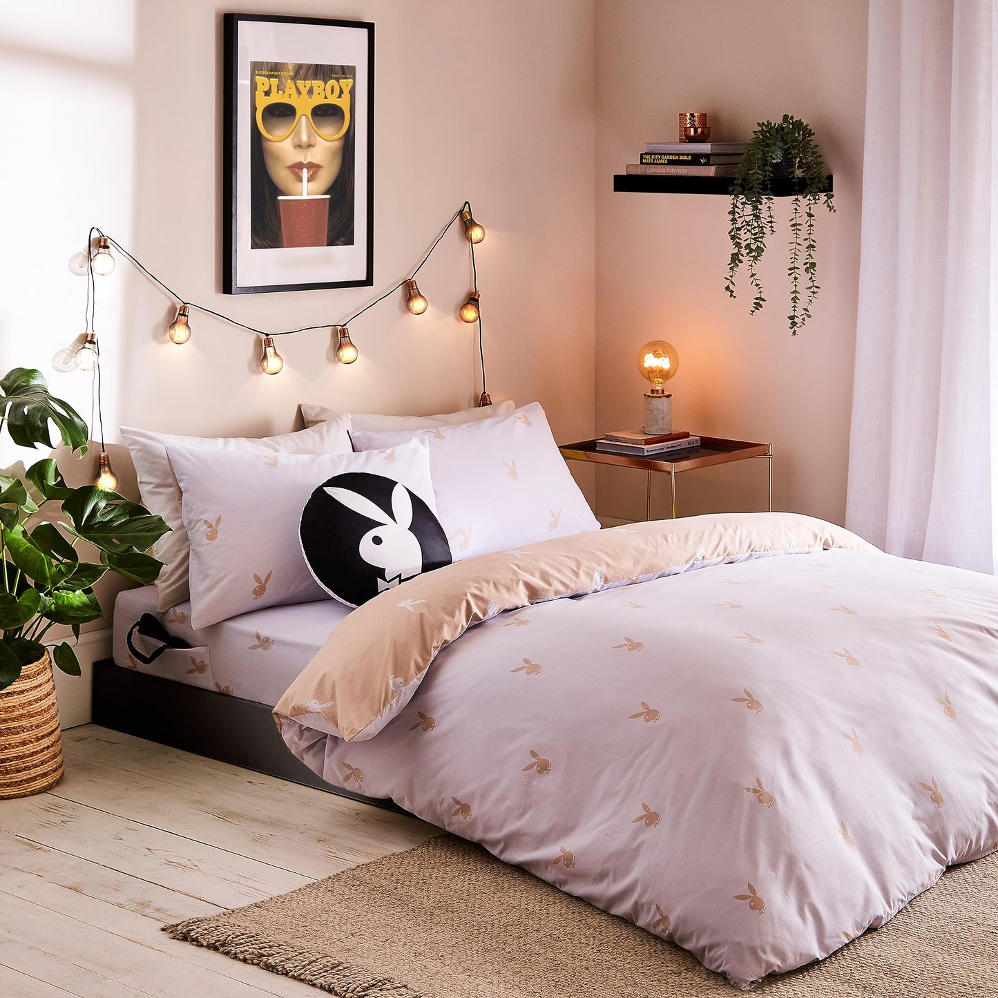 Playboy Iconic Bunny Single Bed Nude Duvet Set - Price Panda