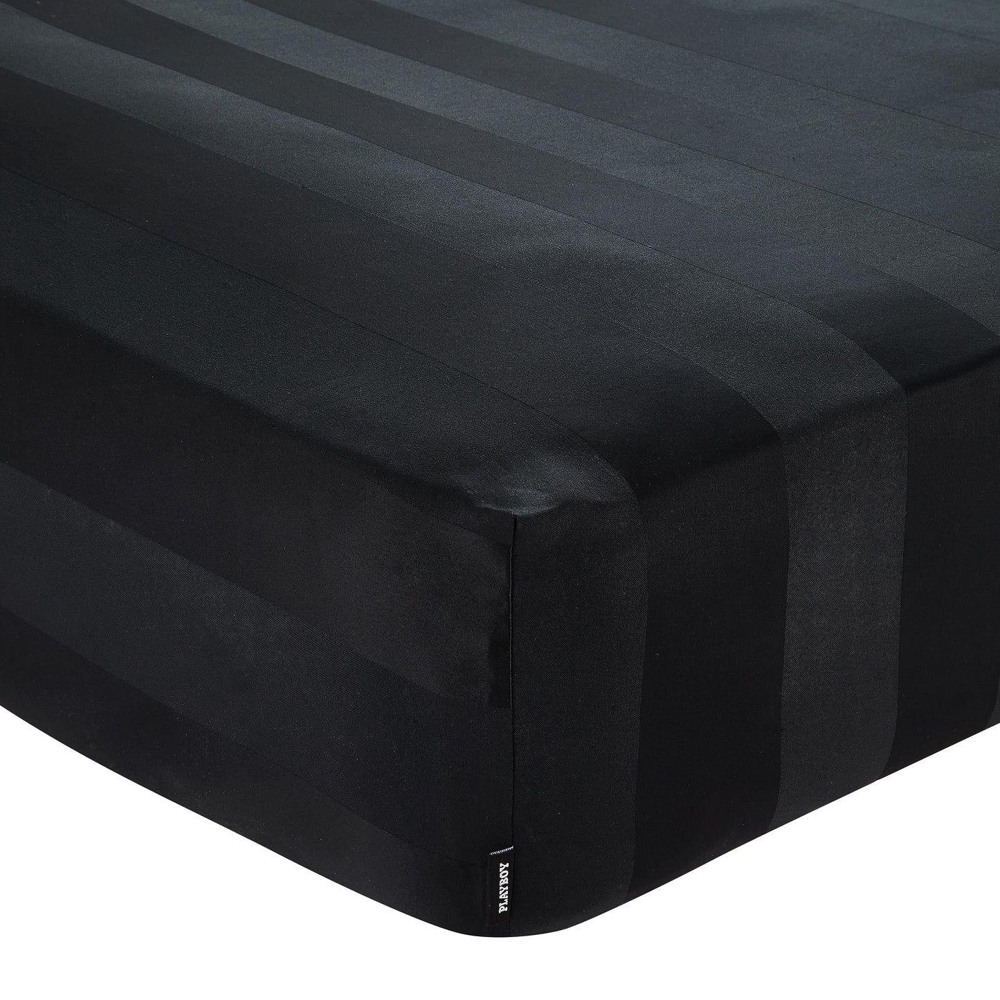 Playboy Soft Satin Stripe Double Fitted Black Sheet