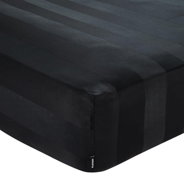 Playboy Soft Satin Stripe Double Fitted Black Sheet