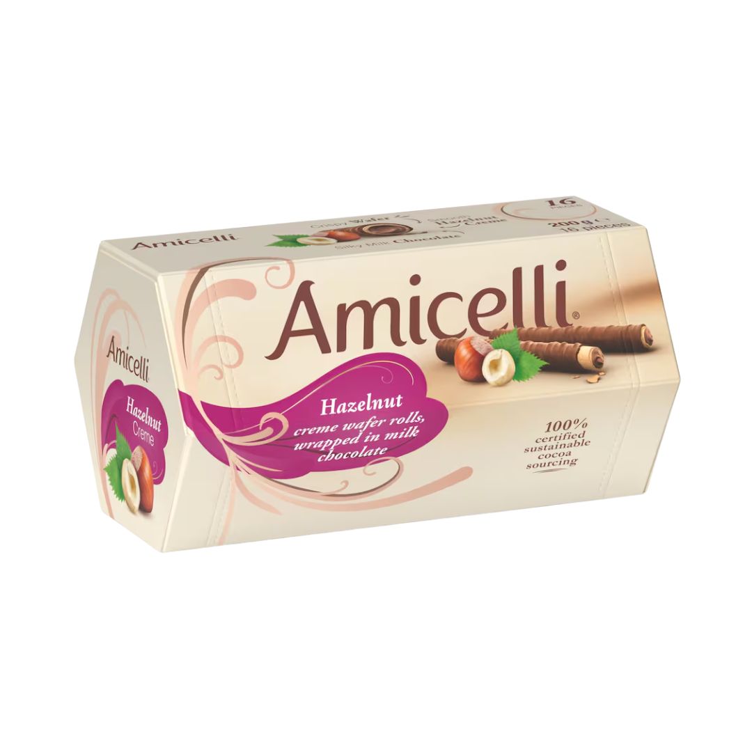 Amicelli Hazelnut Crème Crispy Wafer Rolls