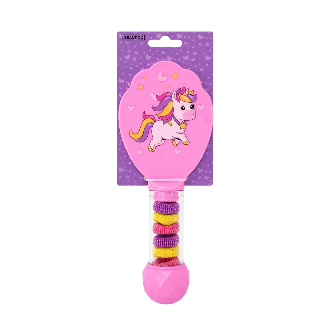 Bodycare Beaut Co. Unicorn Print Hair Brush with Bobbles
