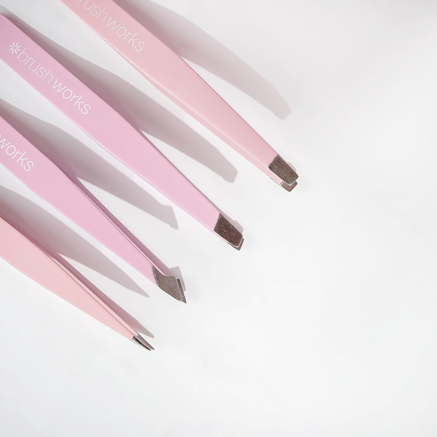 Brushworks 4 Piece Combination Tweezer Set - Pink1 