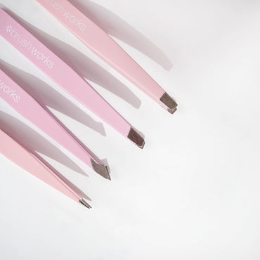 Brushworks 4 Piece Combination Tweezer Set - Pink1 