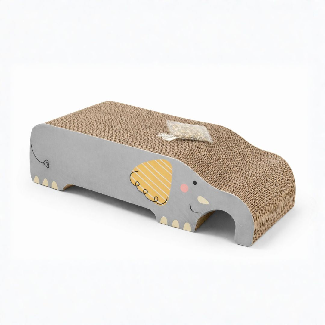 Elephant Shaped Cardboard Pet Cat Scratcher Toy + Catnip