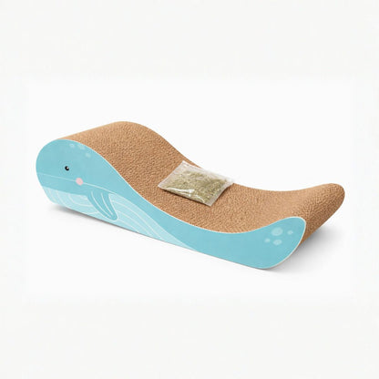 Whale Shaped Cardboard Pet Cat Scratcher Toy + Catnip