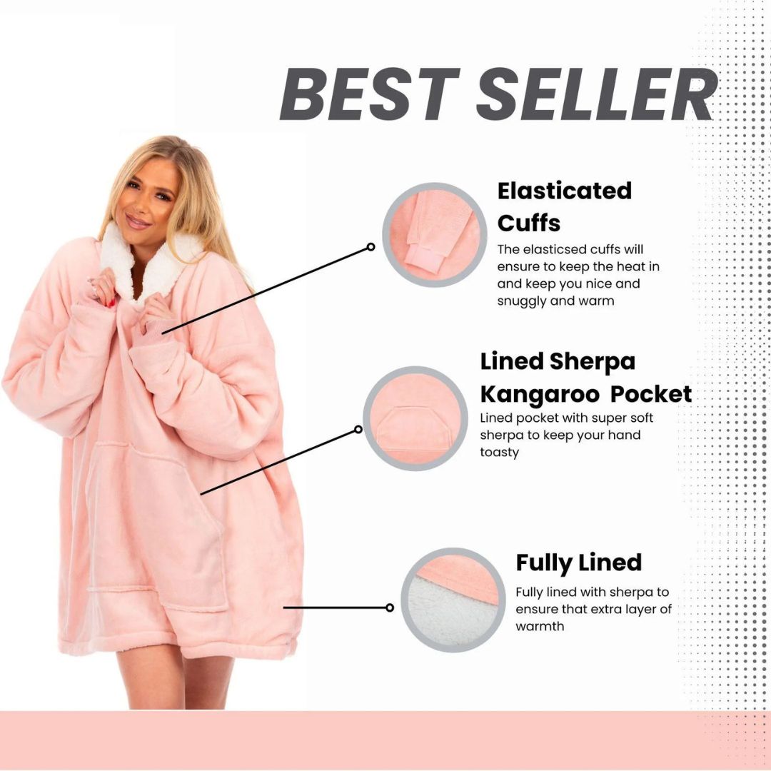 Cascade Home Pink Hoodie Blanket