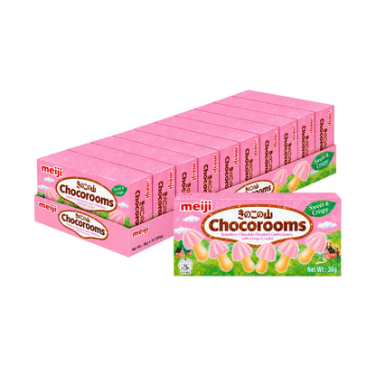 Meiji Chocorooms Strawberry Chocolate Flavoured Crackers