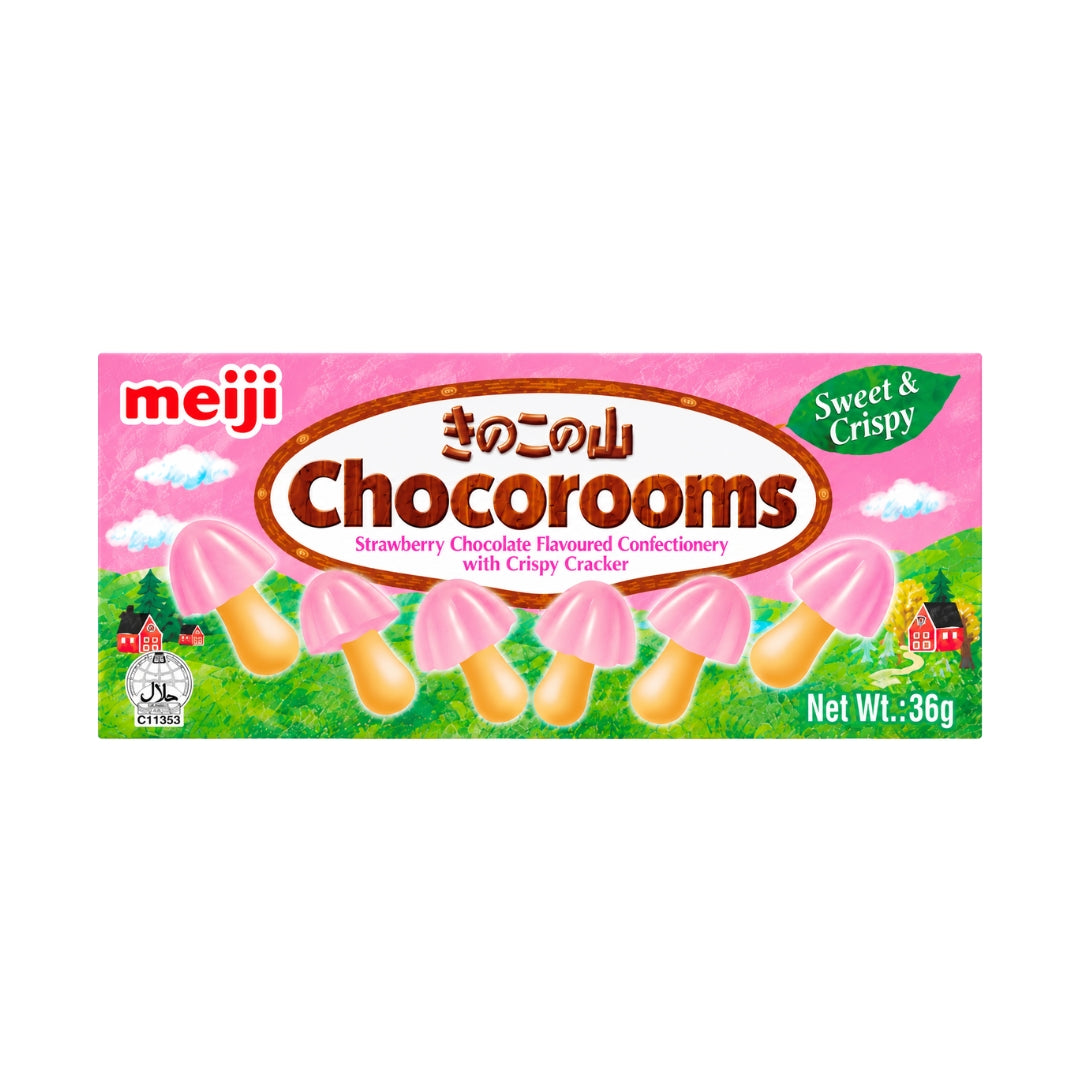 Meiji Chocorooms Strawberry Chocolate Flavoured Crackers