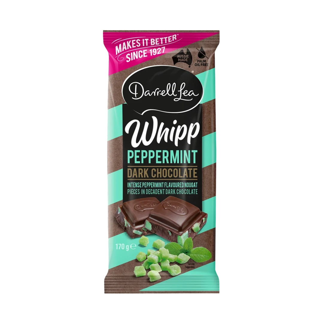 Darrell Lea Peppermint Whipp Aussie Dark Chocolate Block