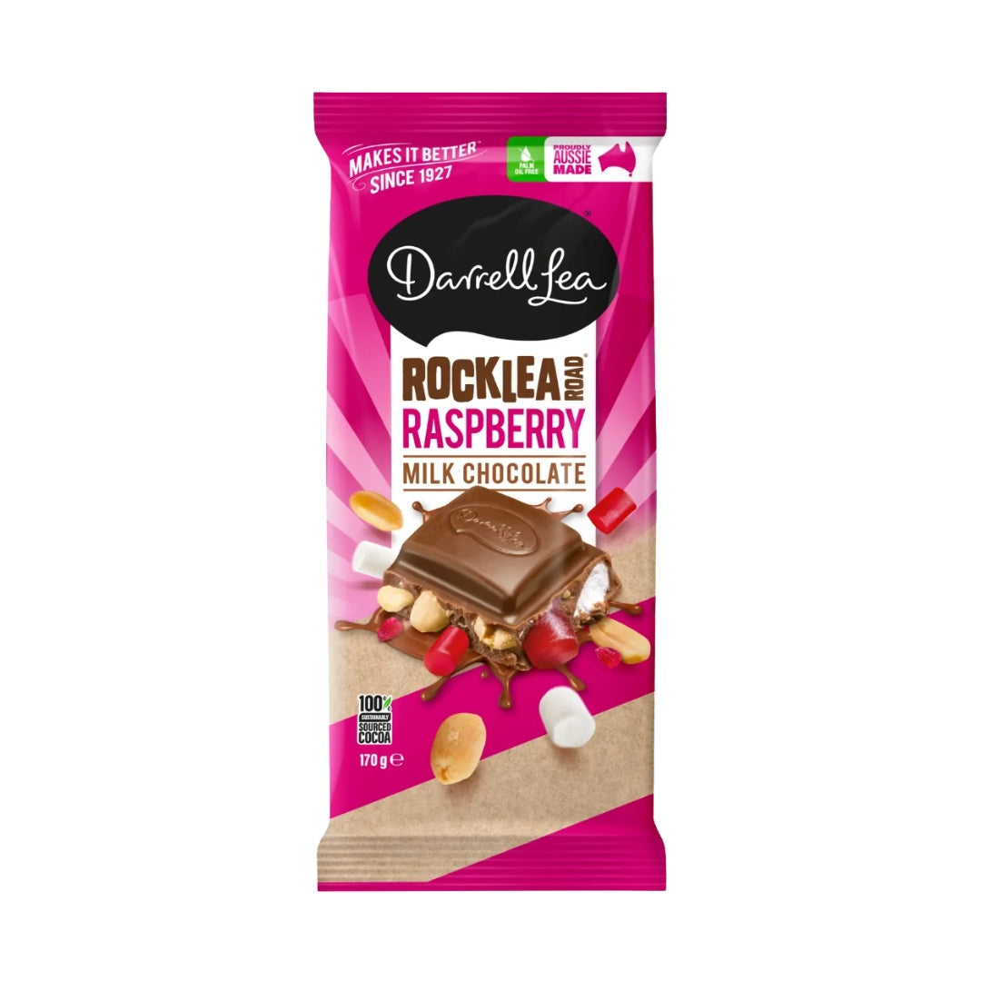Darrell Lea Raspberry Rocklea Road Aussie Chocolate Block