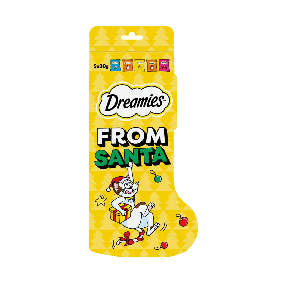 Dreamies From Santa Christmas Biscuit Stocking Mixed Cat Treats