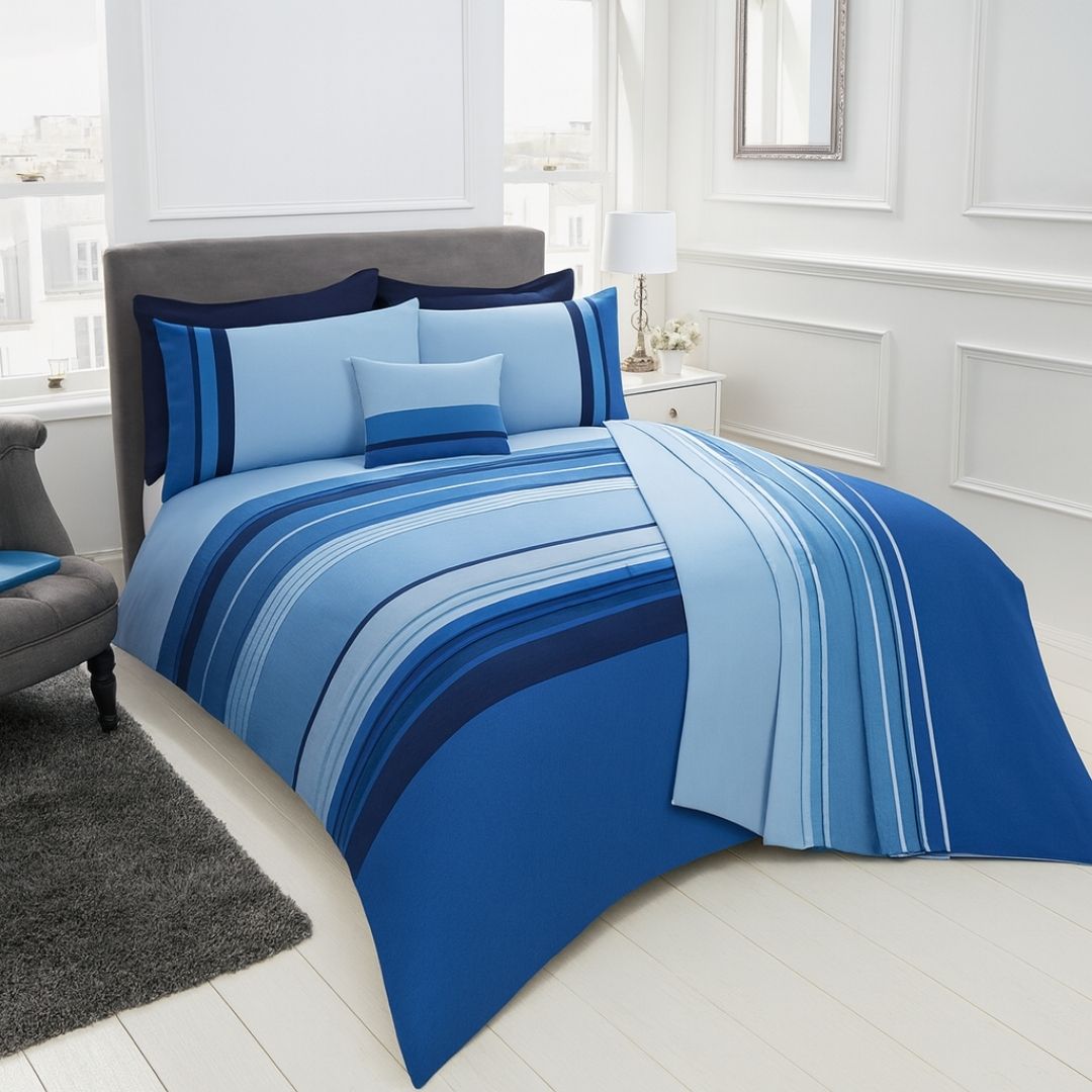 Dreamy Nights By Cascade Home Chicago Blue Double Duvet Set