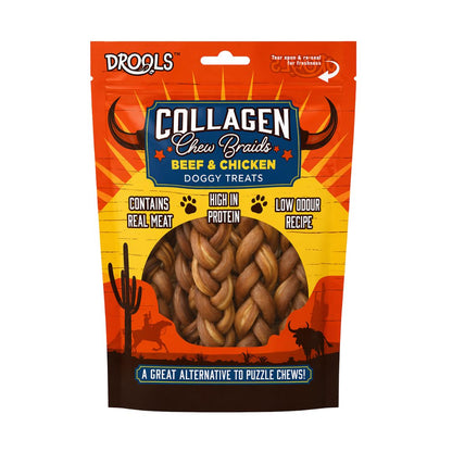 Drools Collagen Chew Braids Beef & Chicken Dog Treats