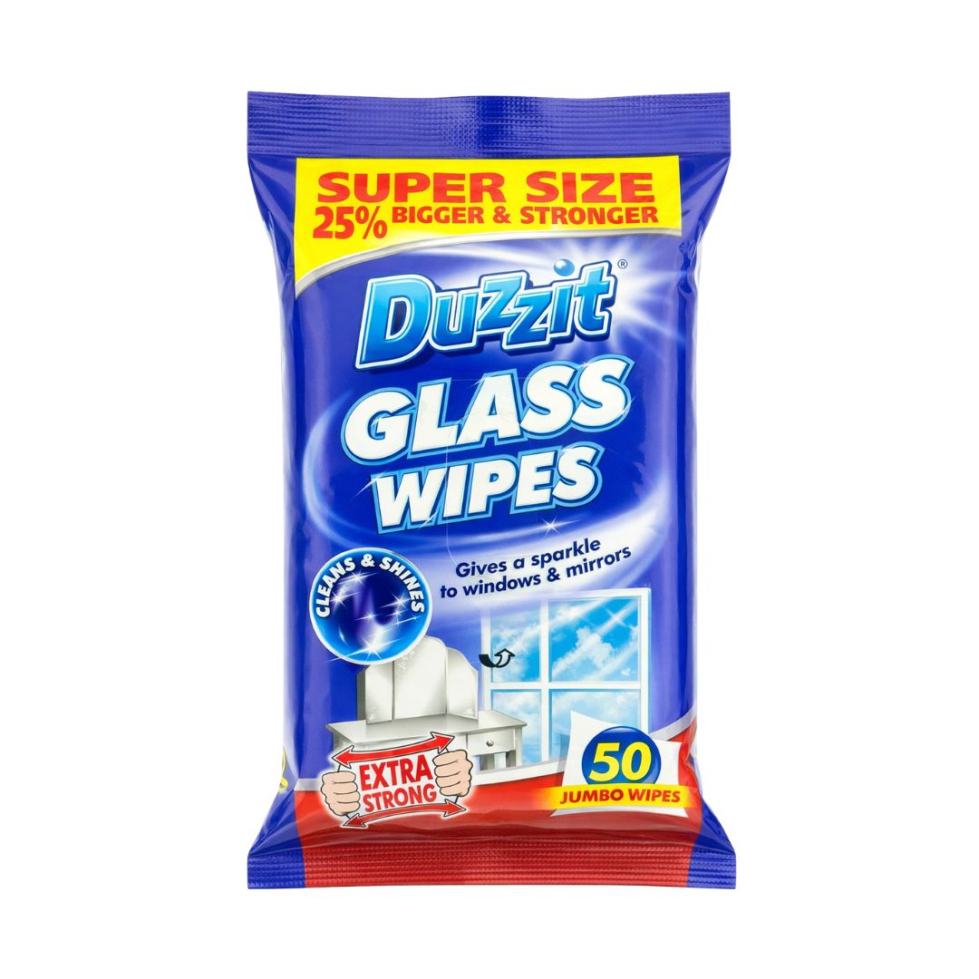 Duzzit Glass Jumbo Wipes Cleans & Shines