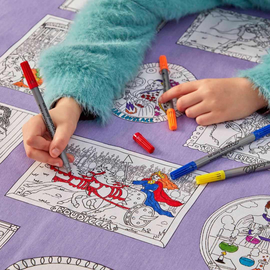 Eat Sleep Doodle Heroines of History Colour & Learn Tablecloth