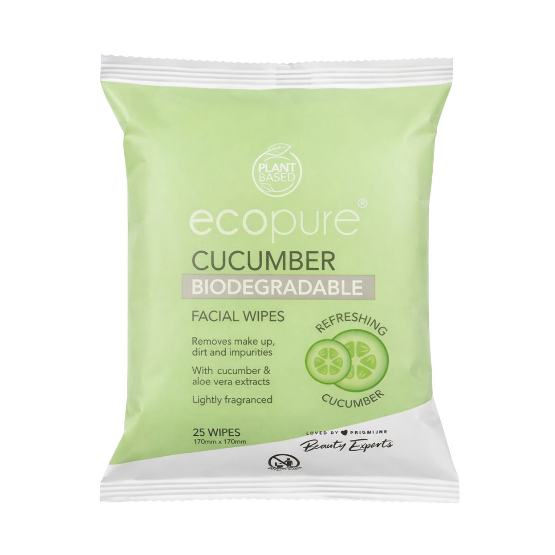 Plant Based Ecopure Cucumber Biodegradable Facial Wipes