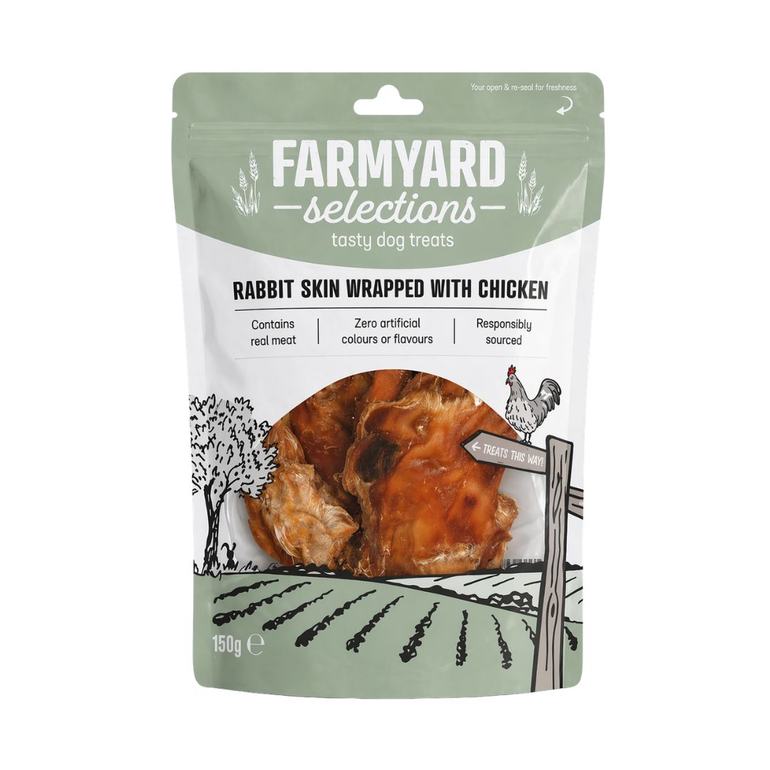 Farmyard Selections Rabbit Skin Wrapped with Chicken Dog Treats