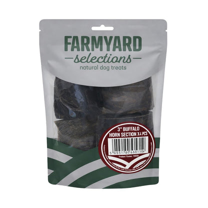 Farmyard Selections Natural Dog Treats 3" Buffalo Horn Selection