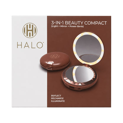 HALO 3 in 1 Beauty Compact Light Mirror Powerbank