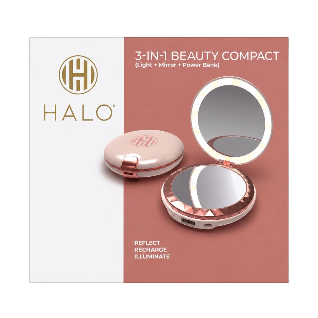 HALO 3 in 1 Beauty Compact Light Mirror Powerbank