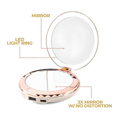 HALO 3 in 1 Beauty Compact Light Mirror Powerbank