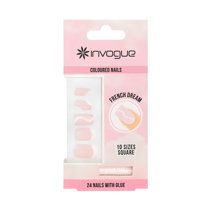 Invogue French Dream Square Nails 24 Piece Set