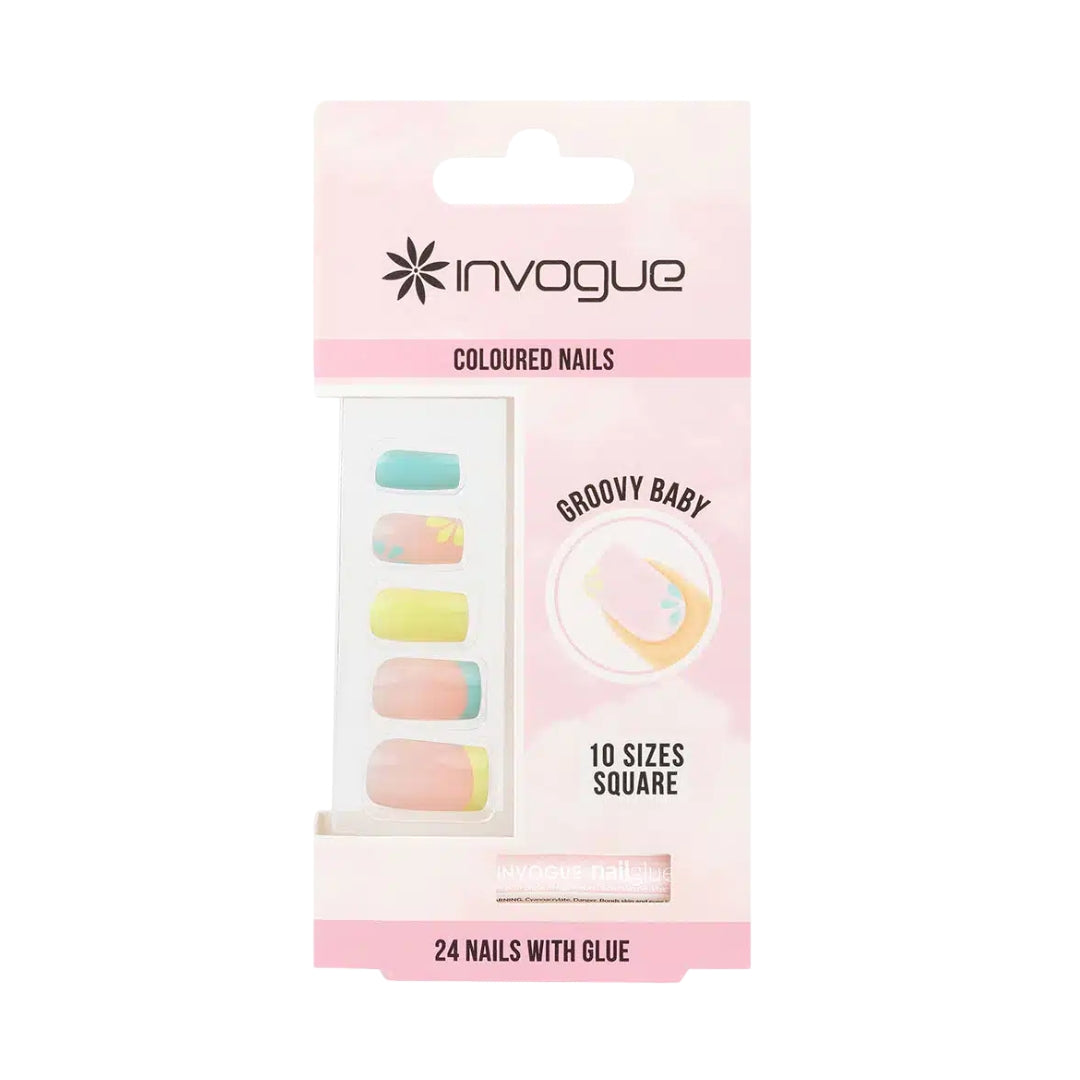 Invogue Groovy Baby Square Nails 24 Piece Set