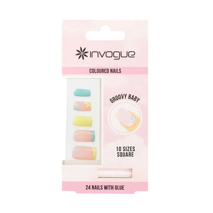 Invogue Groovy Baby Square Nails 24 Piece Set