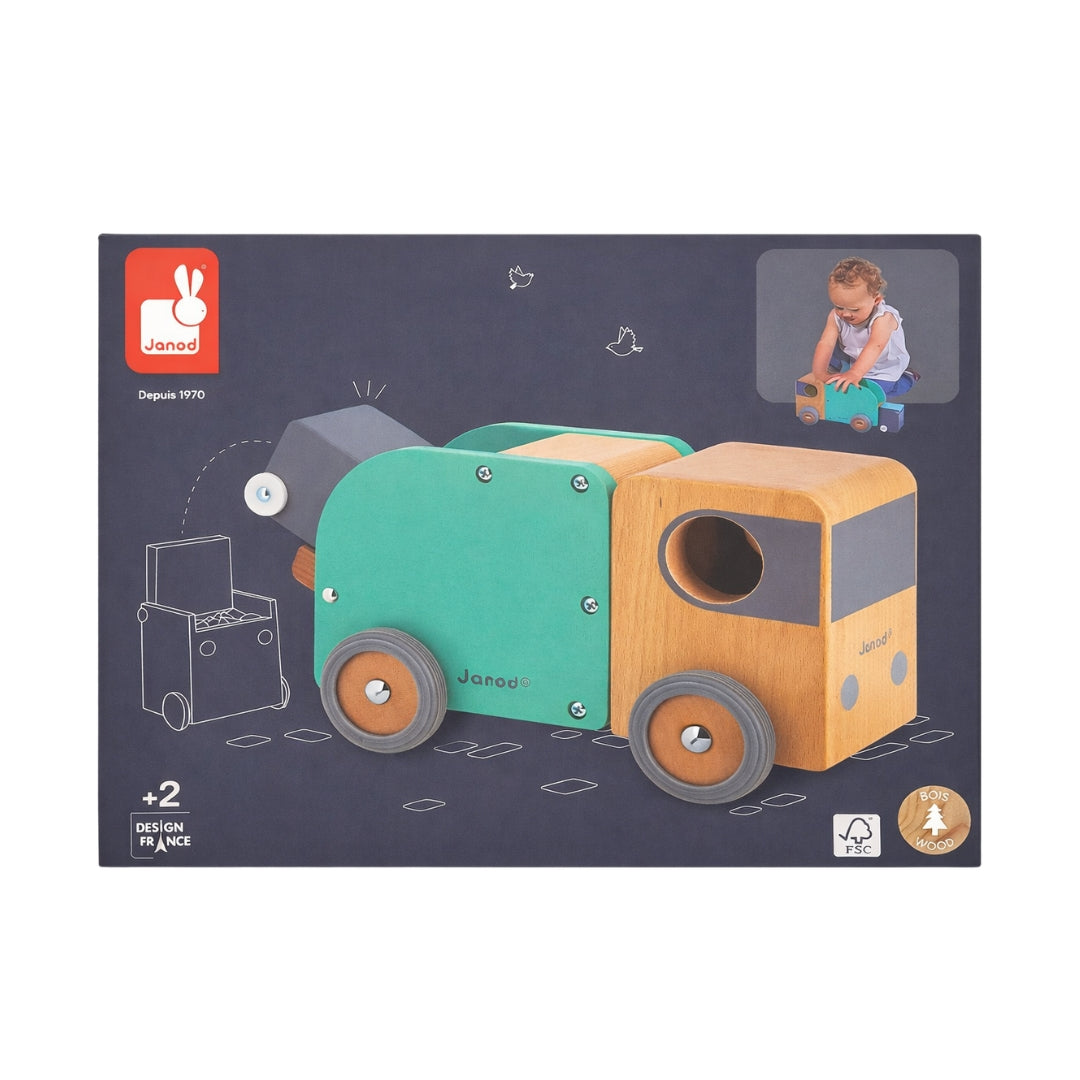 Janod Bolid Wooden Bin Lorry with Magnetic Bin