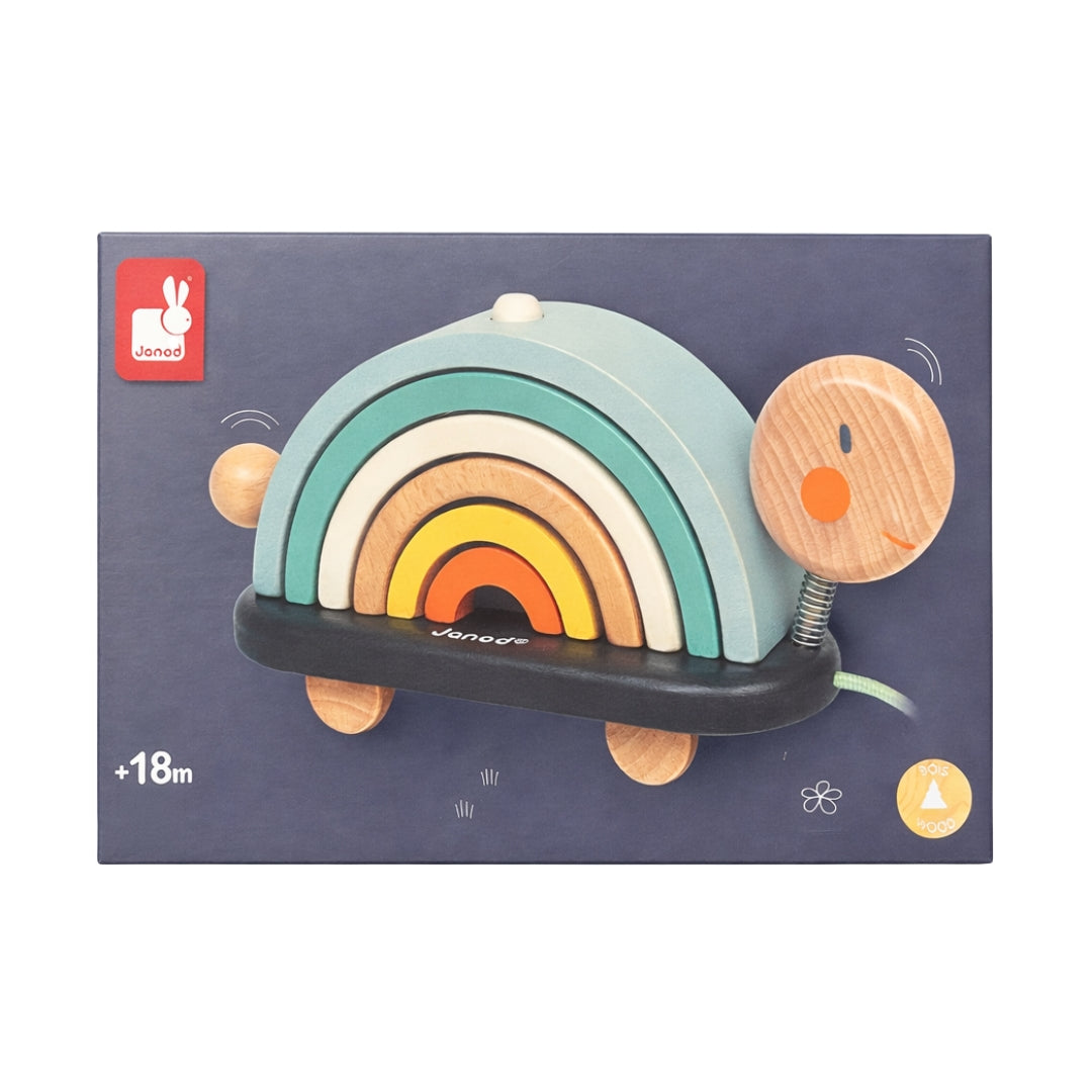 Janod Sweet Cocoon Rainbow Turtle Wooden Pull-Along Toy