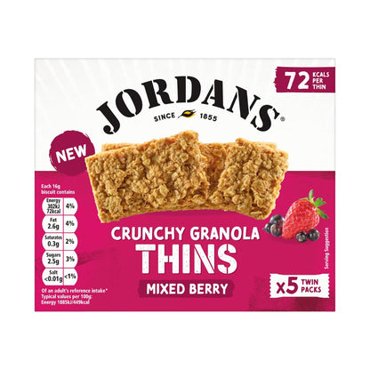 Jordans Granola Thins Mixed Berry Oat Cereal Snack Bars