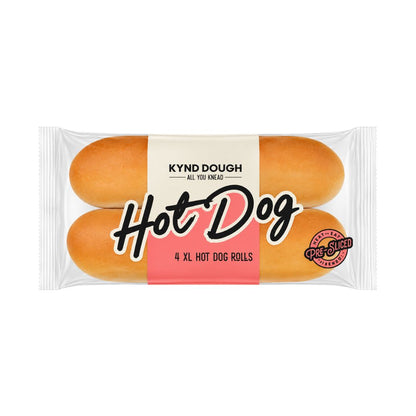 Kynd Dough 4 XL Pre-Sliced Hot Dog Rolls