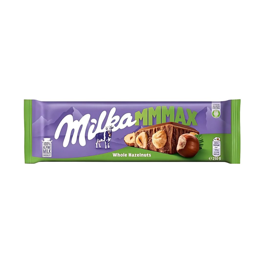 Large Milka MMMAX Whole Hazelnuts Chocolate Bar