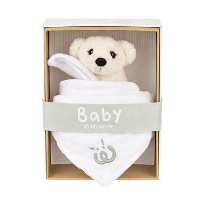 Living Nature Baby Polar Bear Plush Toy with Comforter Blanket