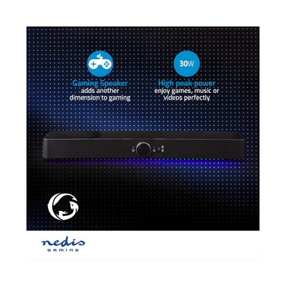 Nedis Gaming Soundbar with Multi Colour LED Lighting
