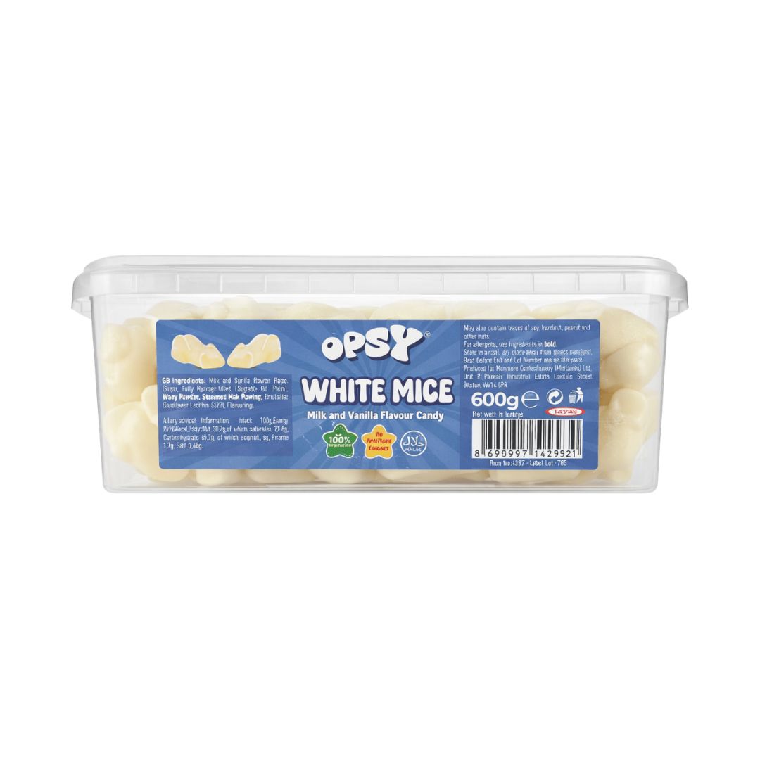 Tayas Halal Opsy White Mice Pick N Mix Sweets Tub