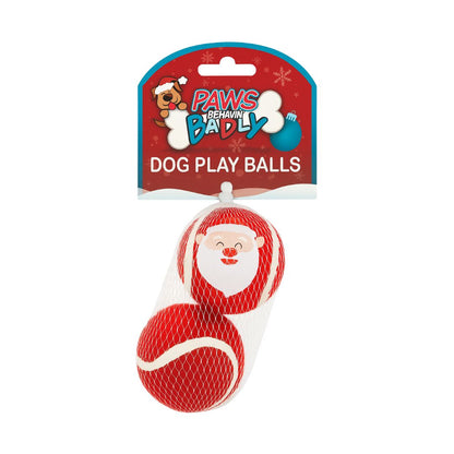Paws Behavin’ Badly Dog Play Toy Xmas Tennis Balls
