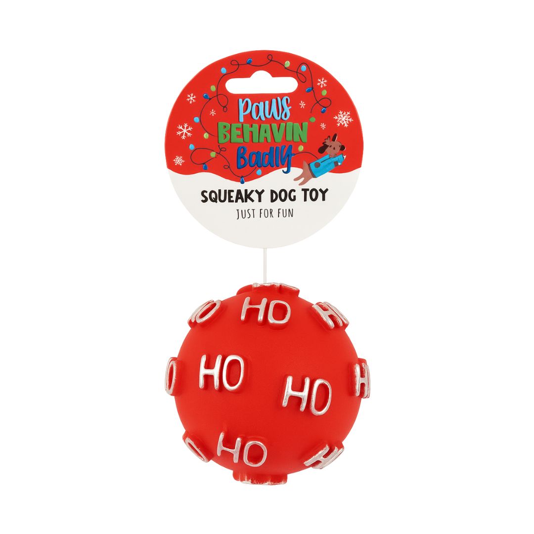 Paws Behavin’ Badly Ho Ho Ho Squeaky Festive Dog Toy Ball