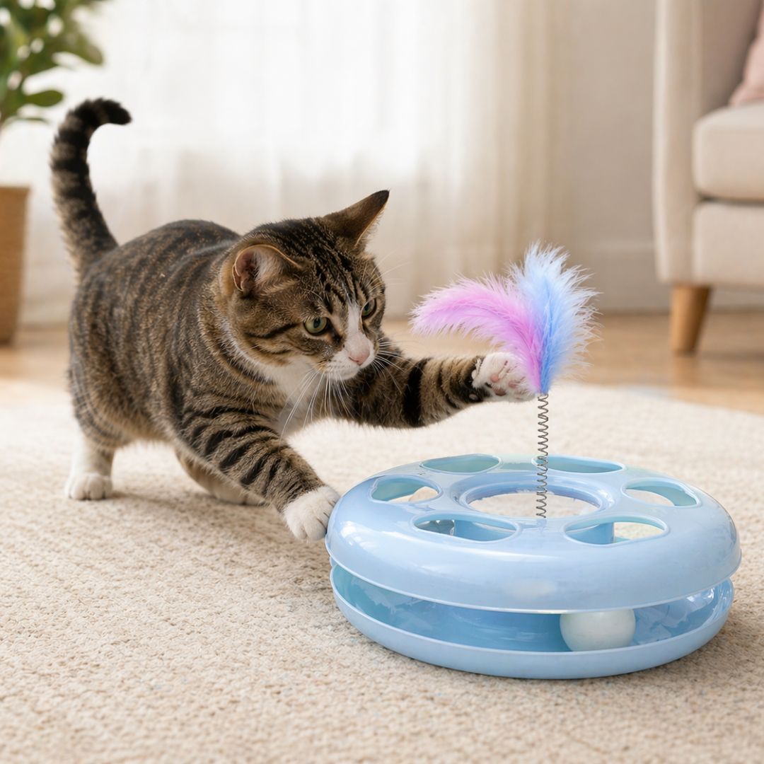 Pet Living Time To Play Cat Toy Activity Spinning Track