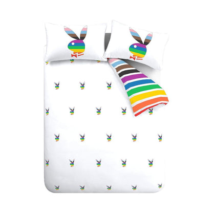 Playboy Rainbow Bunny Reversible Double Duvet Cover Set