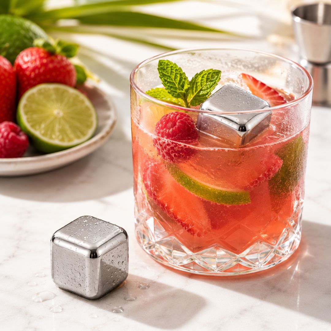 Point Virgule Reusable Stainless Steel Ice Cubes with Bag