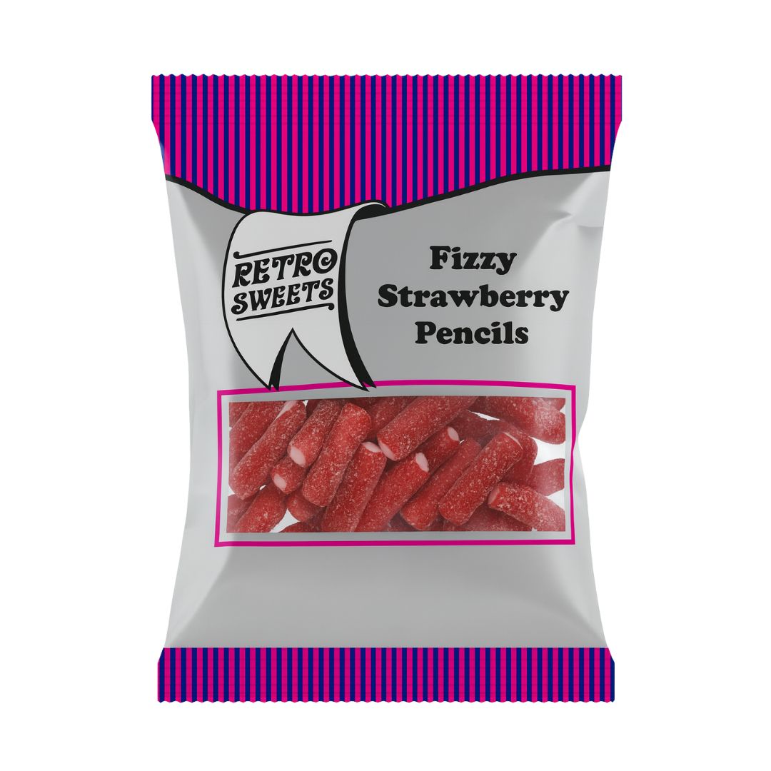 Retro Pick N Mix Sweets Fizzy Strawberry Pencils