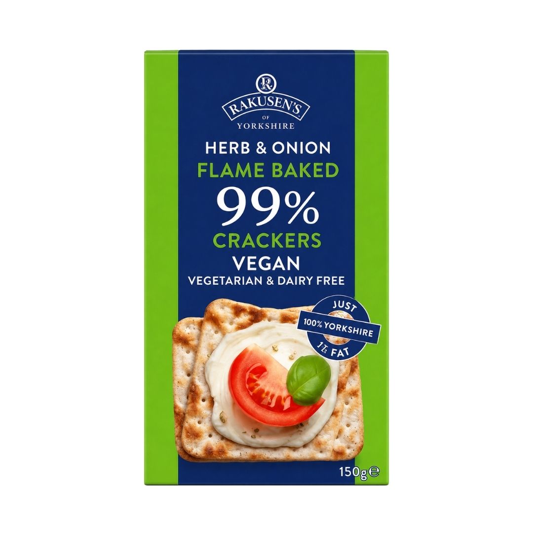 Rakusen’s Herb & Onion Flame Baked 99% Fat Free Crackers