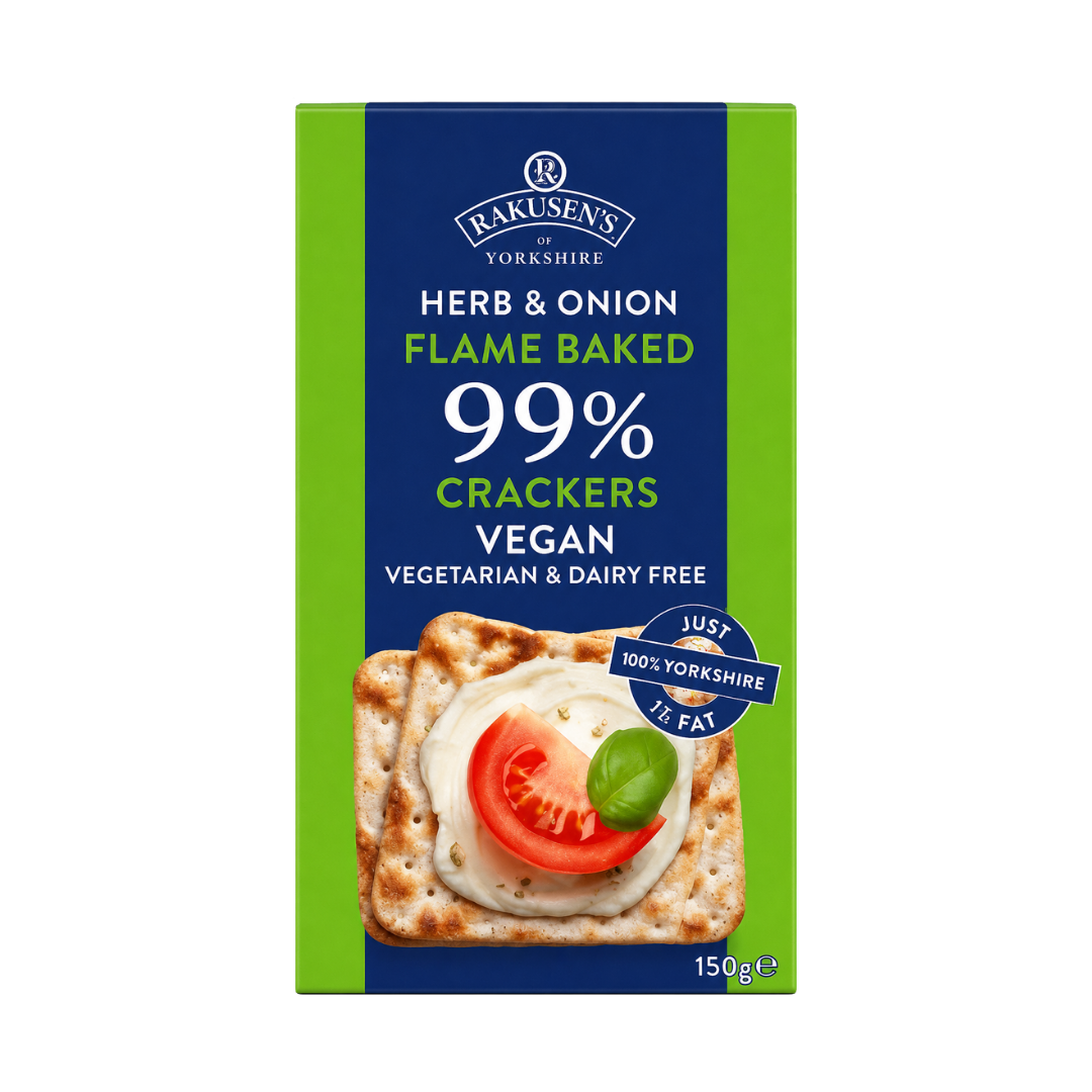 Rakusen’s Herb & Onion Flame Baked 99% Fat Free Crackers